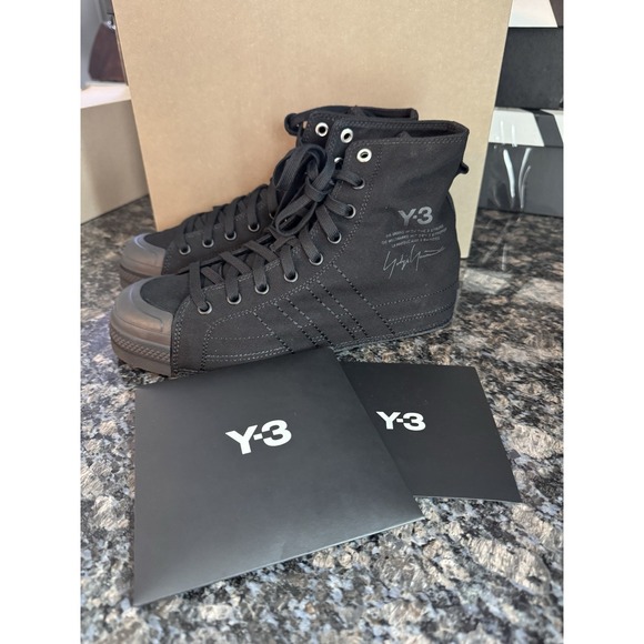 Y-3‎ Men\'s Nizza Hi Adidas High Top Sneakers. Blackout Shoes. Limited Sz 8 Men\'s main image 9
